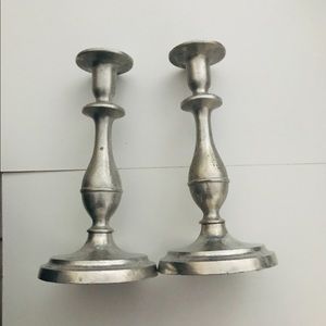 2 Silver Candle Holders, Home Decor
